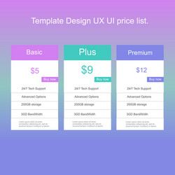template design ux ui price list landing page vector image