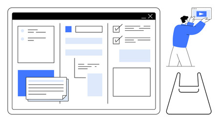 user interface design concept with man organizing vector image