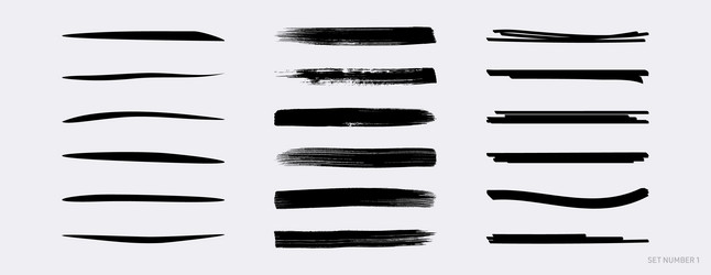 black marker and brush strokes set Vector Image