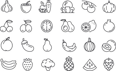 Fruits and vegetable icons for web design vector