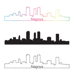 nagoya skyline linear style with rainbow Vector Image