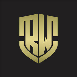 Rw logo monogram with emblem shield shape design vector