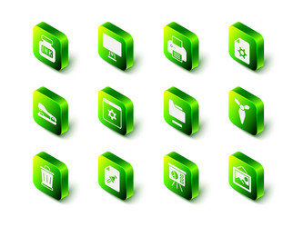 set computer monitor printer document settings vector image