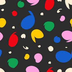 black seamless pattern with colorful blobs vector image