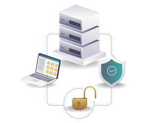 cloud server data security system flat vector image