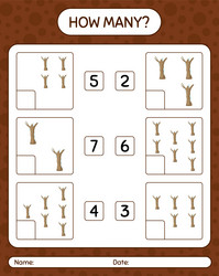 How many counting game with dead tree worksheet vector