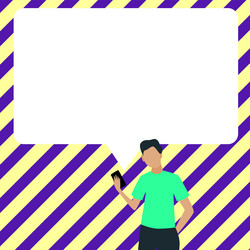 presenter with conversation bubble showing new vector image