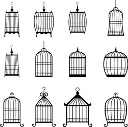 Set of modern bird cages editable vector