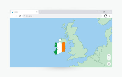 browser window with map of ireland searching vector image