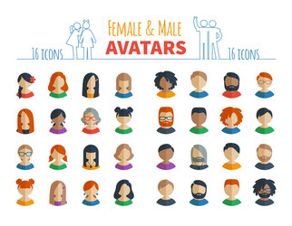 collection of 32 colorful flat user icons vector image