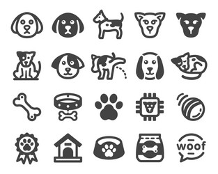 Purebred dogs faces icon set Royalty Free Vector Image