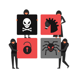 hacker activity puzzle composition vector image
