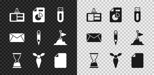set identification badge document with graph vector image