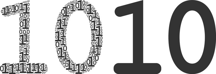 ten digits text composition of binary vector image