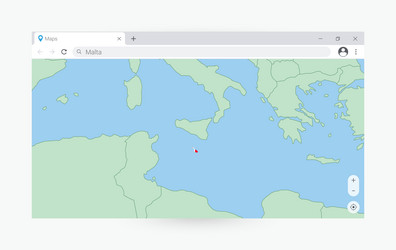 Browser window with map of malta searching vector