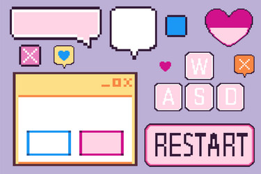 retro software user interface elements set vector image