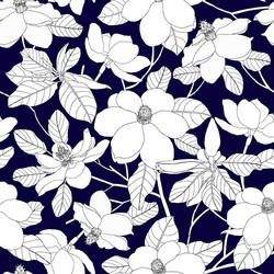 seamless pattern with magnolia flowers and leaves vector image