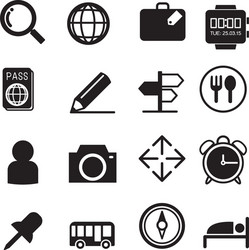 traveling and transport silhouette icons set vector