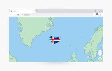 browser window with map of iceland searching vector image