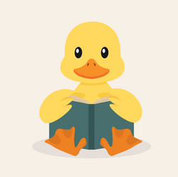 Cute Duck Reading a Book Vector Image