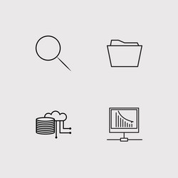 Data analytics simple linear icons set outlined vector