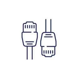 Ethernet cables line icon on white vector