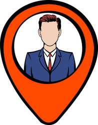 Map pointer with businessman icon cartoon vector