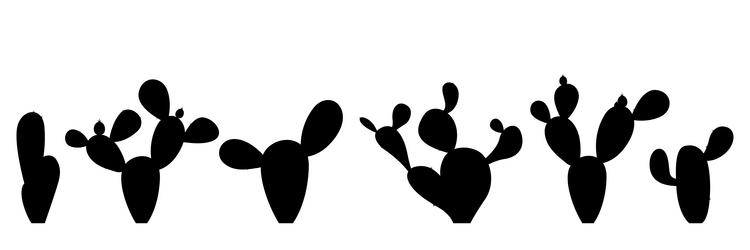 silhouette cartoon desert cactus plants isolated vector