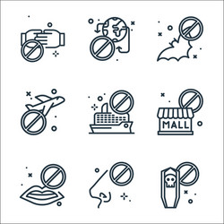 virus restrictions line icons linear set quality vector image