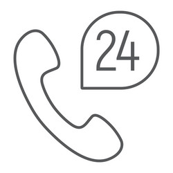 Call 24 thin line icon support and all day vector