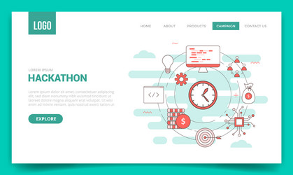 Hackathon concept with circle icon for website vector