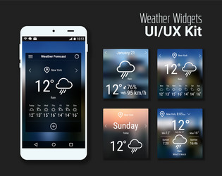 weather widgets ui and ux blurred kit vector