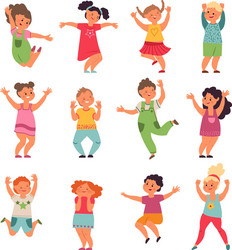 Happy Kids Jumping Cartoon Vector Image