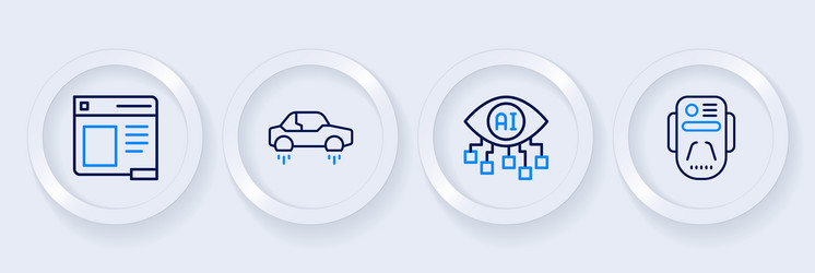 Set line artificial intelligence robot computer vector