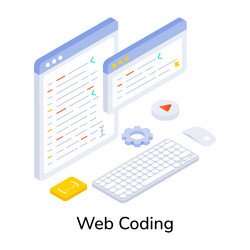 basic rgban isometric icon depicting scripting sof vector image
