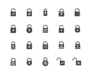 Big lock icons black set vector