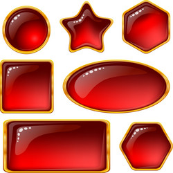 buttons with red gems set vector