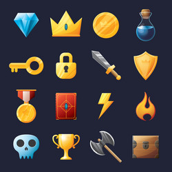 Game ui assets set gaming user interface icons vector