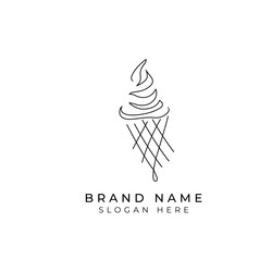ice cream in waffle cone line art drawing