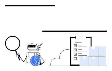 robot analyzing finances with magnifying glass vector image