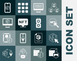 set nft digital crypto art search binary code vector image