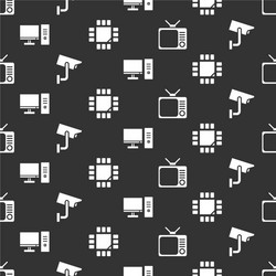 set retro tv security camera computer monitor vector image