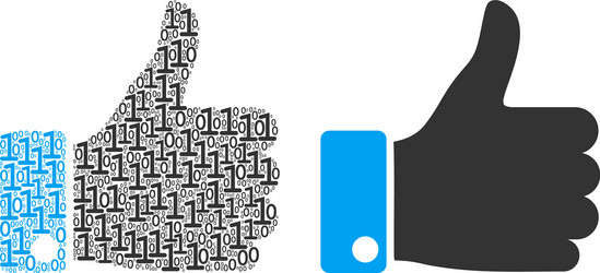 Thumb up composition of binary digits vector