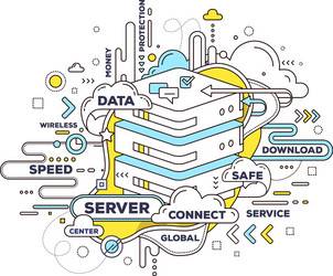 Creative of cloud storage with data server vector