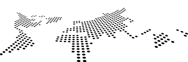 Dotted map world side view distortion black Vector Image