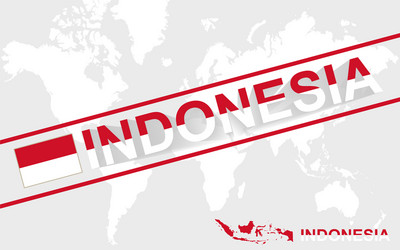 indonesia map flag and text vector image