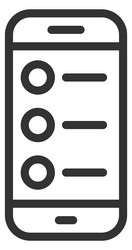 smartphone screen with list app online quiz line vector image