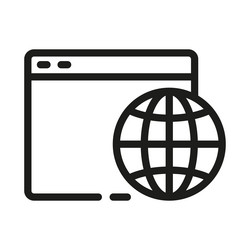 Browser and globe linear icon internet vector