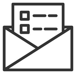 checkbox form document in envelope black line icon vector image