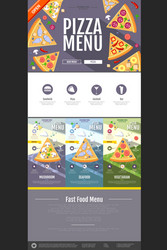 Flat style pizza menu concept web site design vector